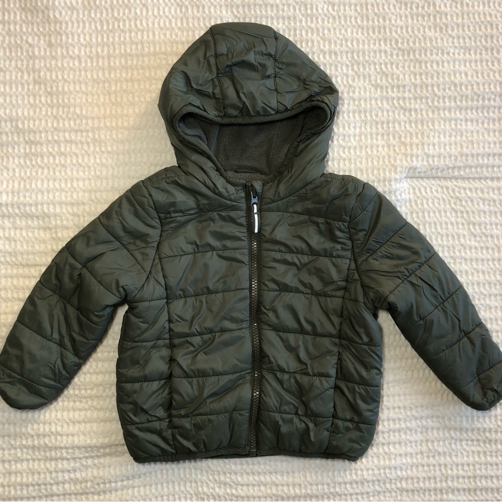 CAT & JACK Toddler Hooded Puffer Jacket - Olive Green Size 2T